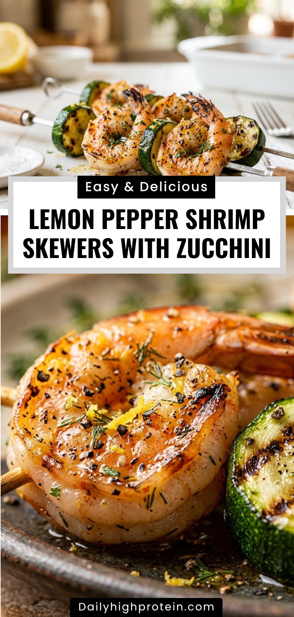 Lemon Pepper Shrimp Skewers With Zucchini