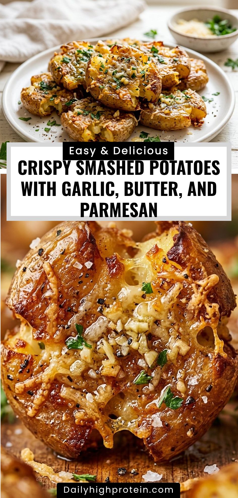 Crispy Smashed Potatoes Garlic Butter Parmesan