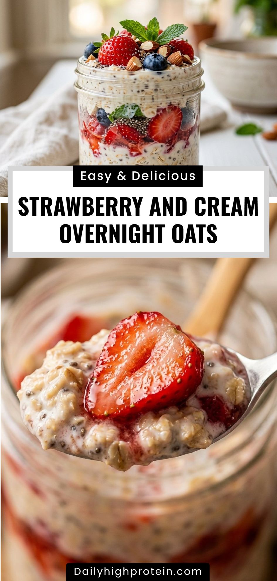 Strawberry Cream Overnight Oats