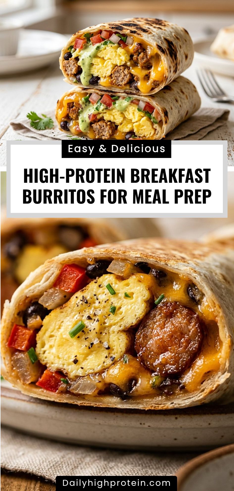 High Protein Breakfast Burritos Meal Prep