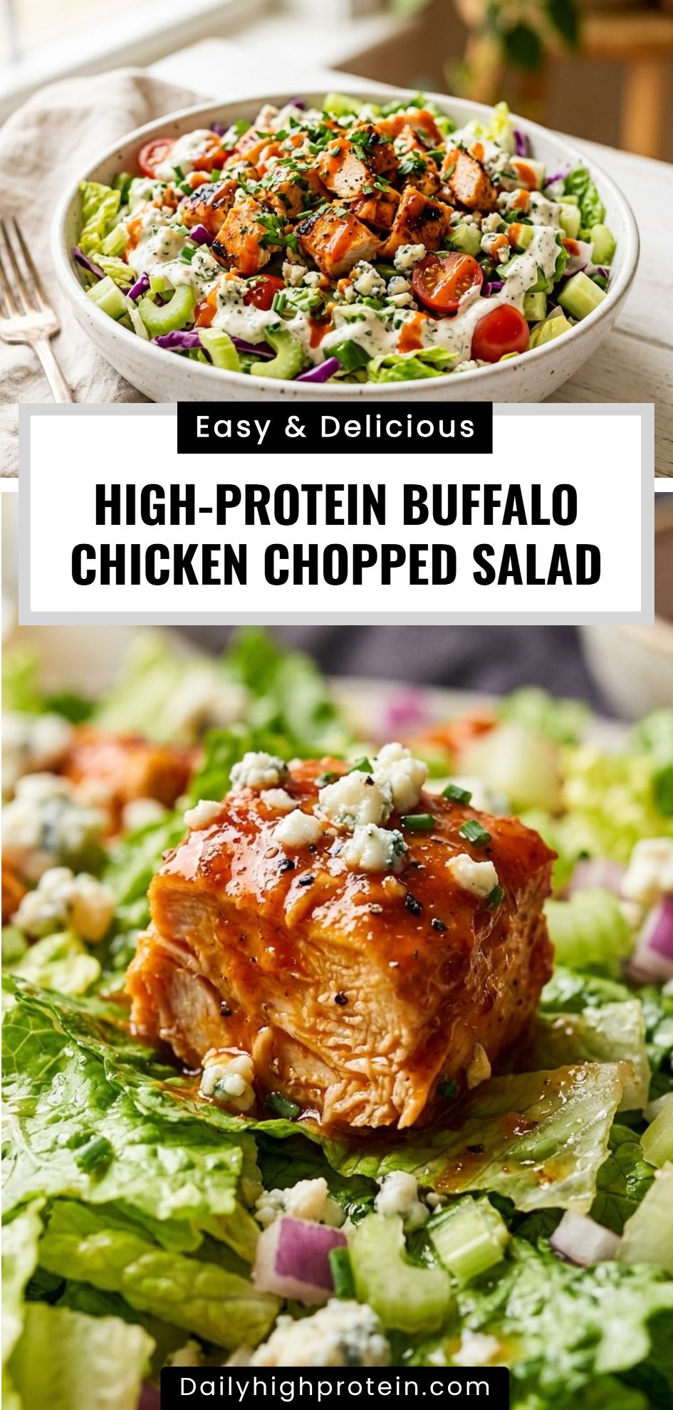 High Protein Buffalo Chicken Chopped Salad