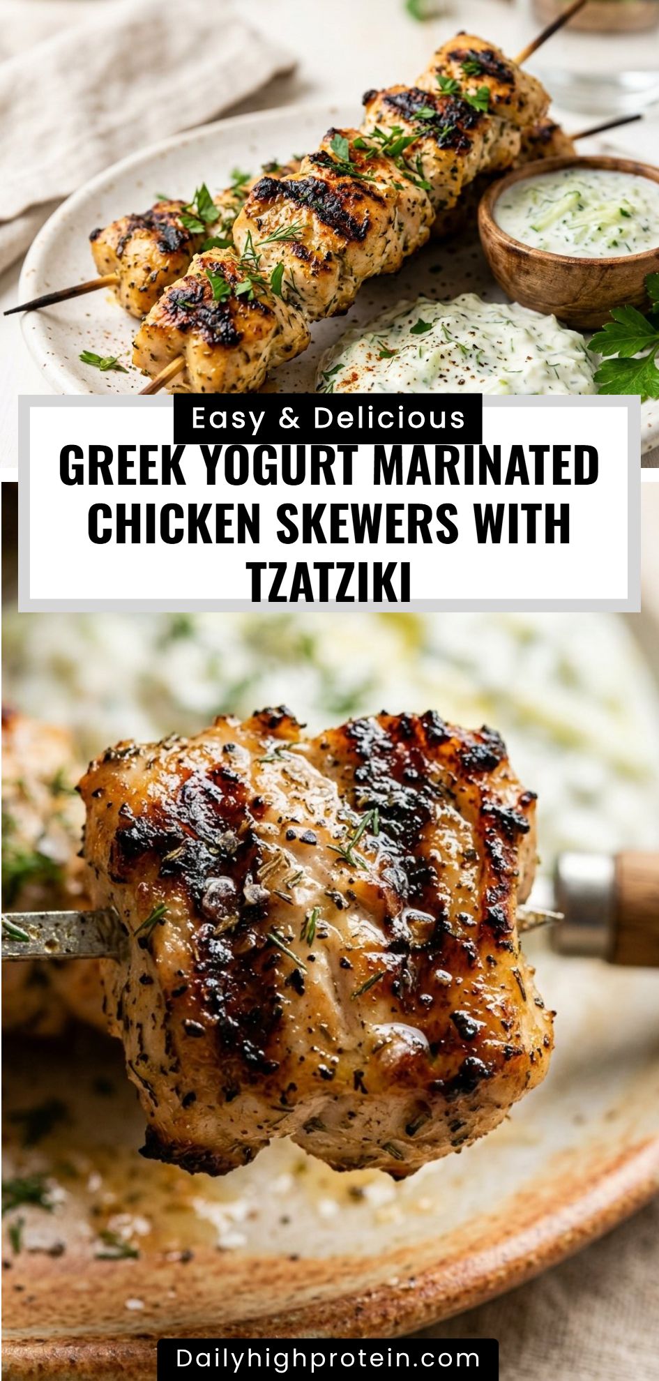 Greek Yogurt Marinated Chicken Skewers Tzatziki