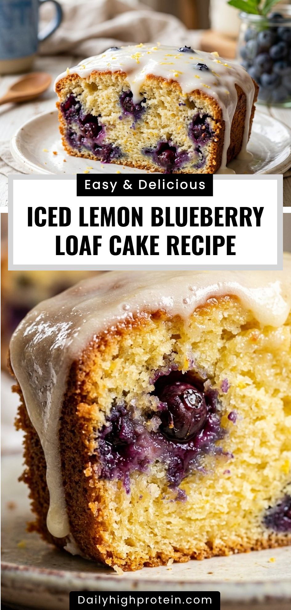 Iced Lemon Blueberry Loaf Cake Recipe