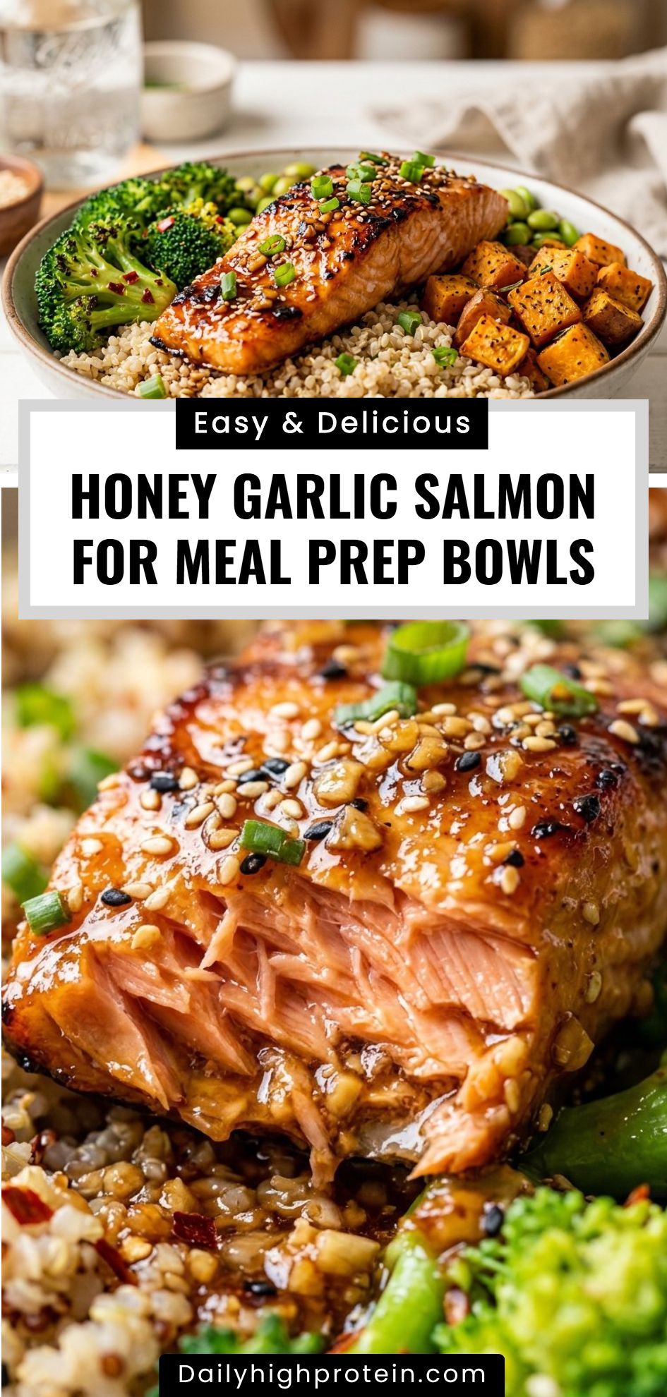Honey Garlic Salmon Meal Prep Bowls