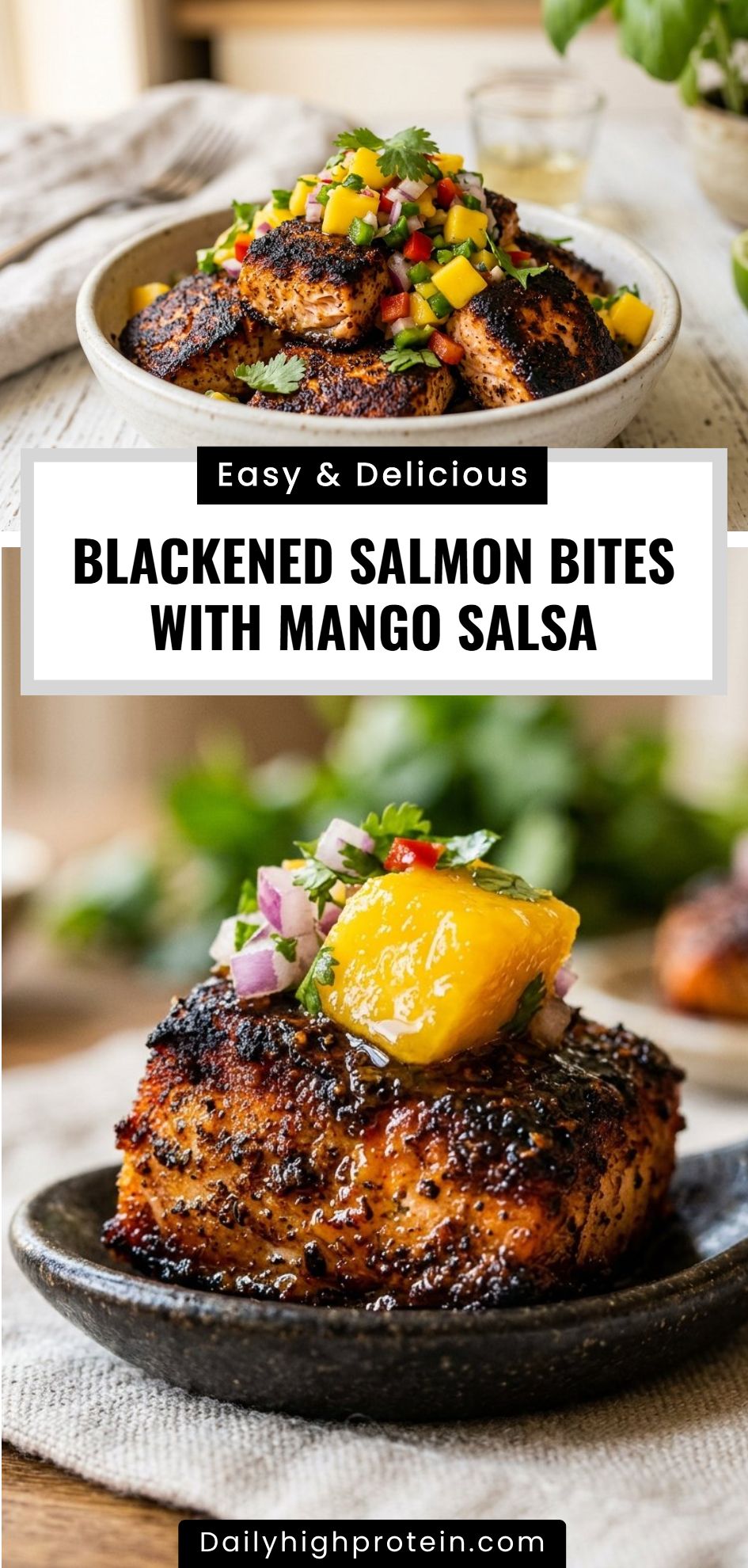 Blackened Salmon Bites Mango Salsa