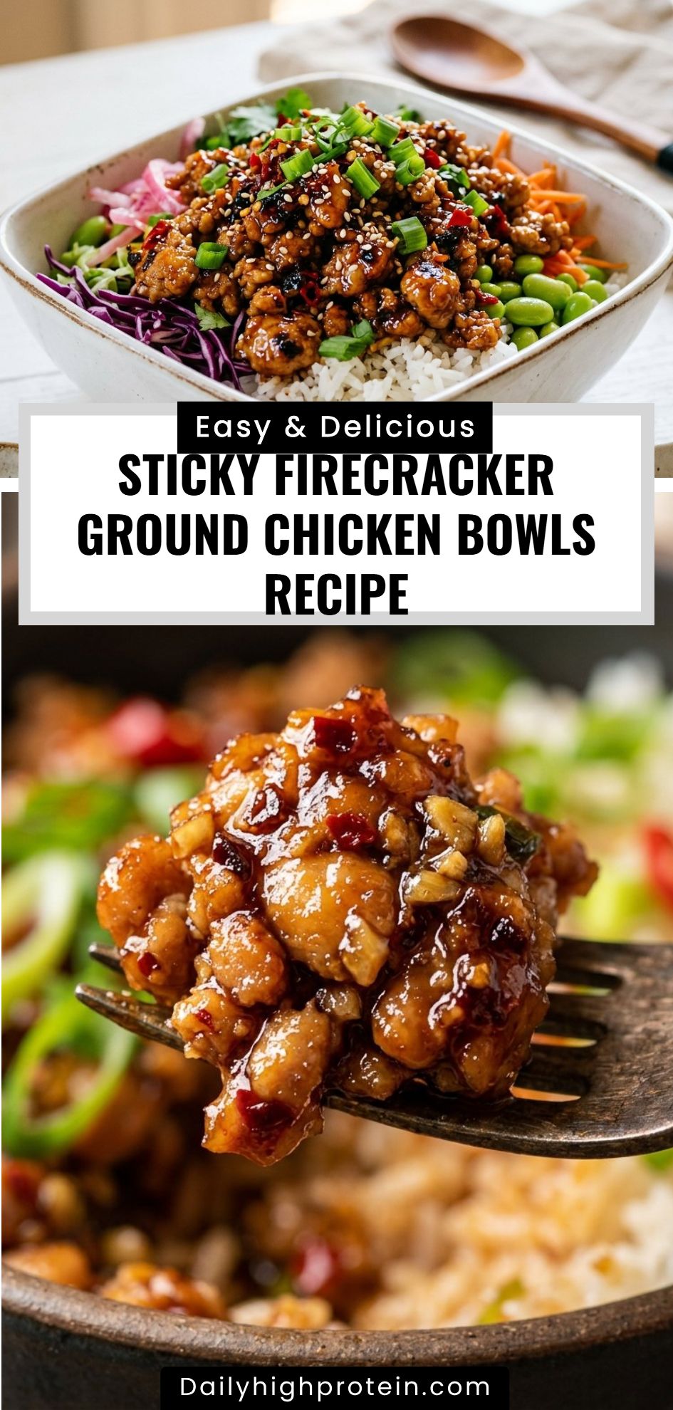 Sticky Firecracker Ground Chicken Bowls Recipe