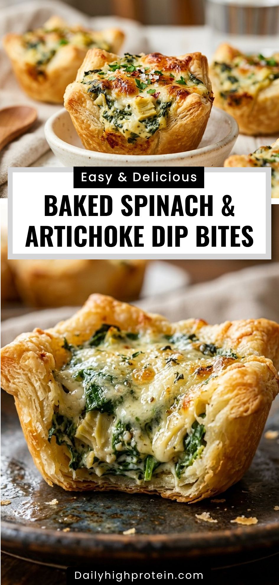 Baked Spinach Artichoke Dip Bites