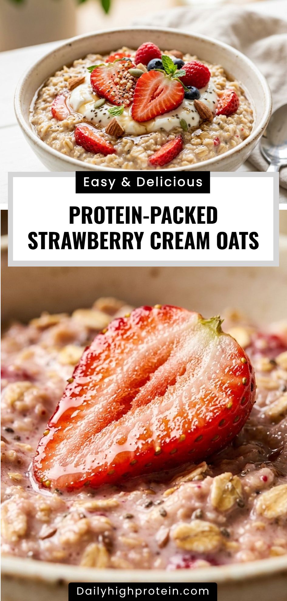 Protein Packed Strawberry Cream Oats