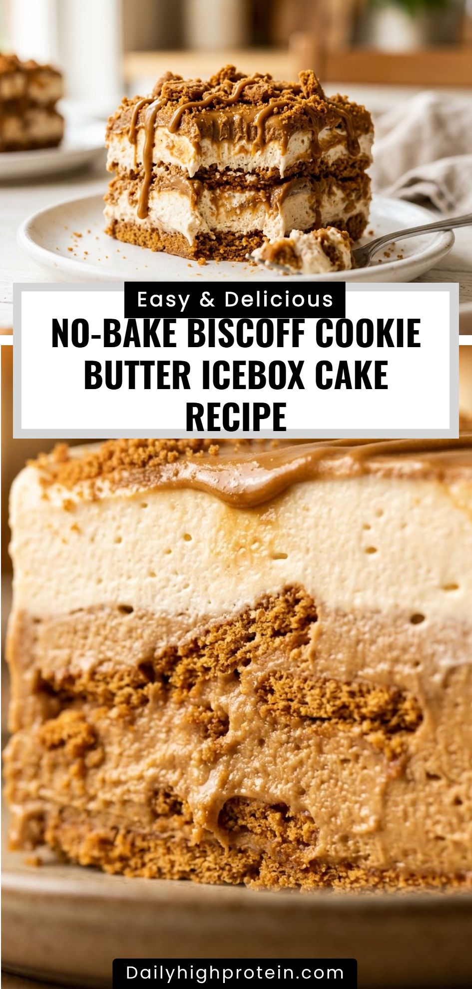 No Bake Biscoff Cookie Butter Icebox Cake Recipe