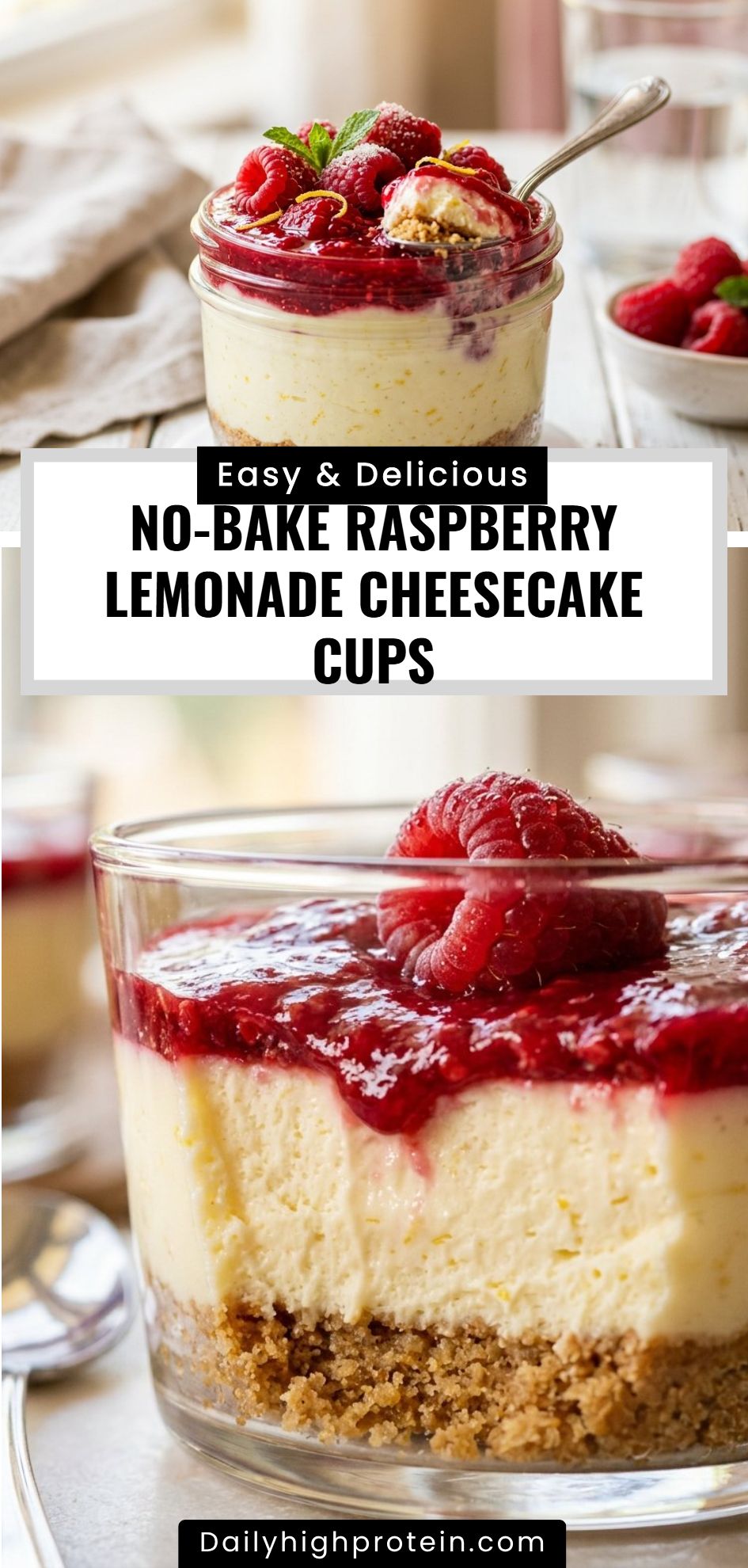 No Bake Raspberry Lemonade Cheesecake Cups