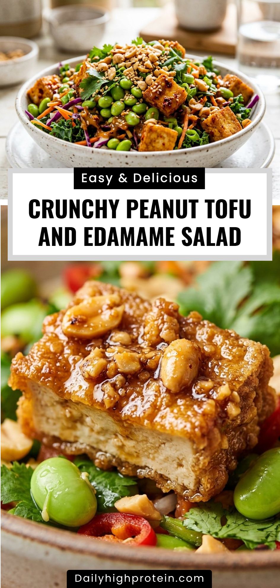 Crunchy Peanut Tofu Edamame Salad