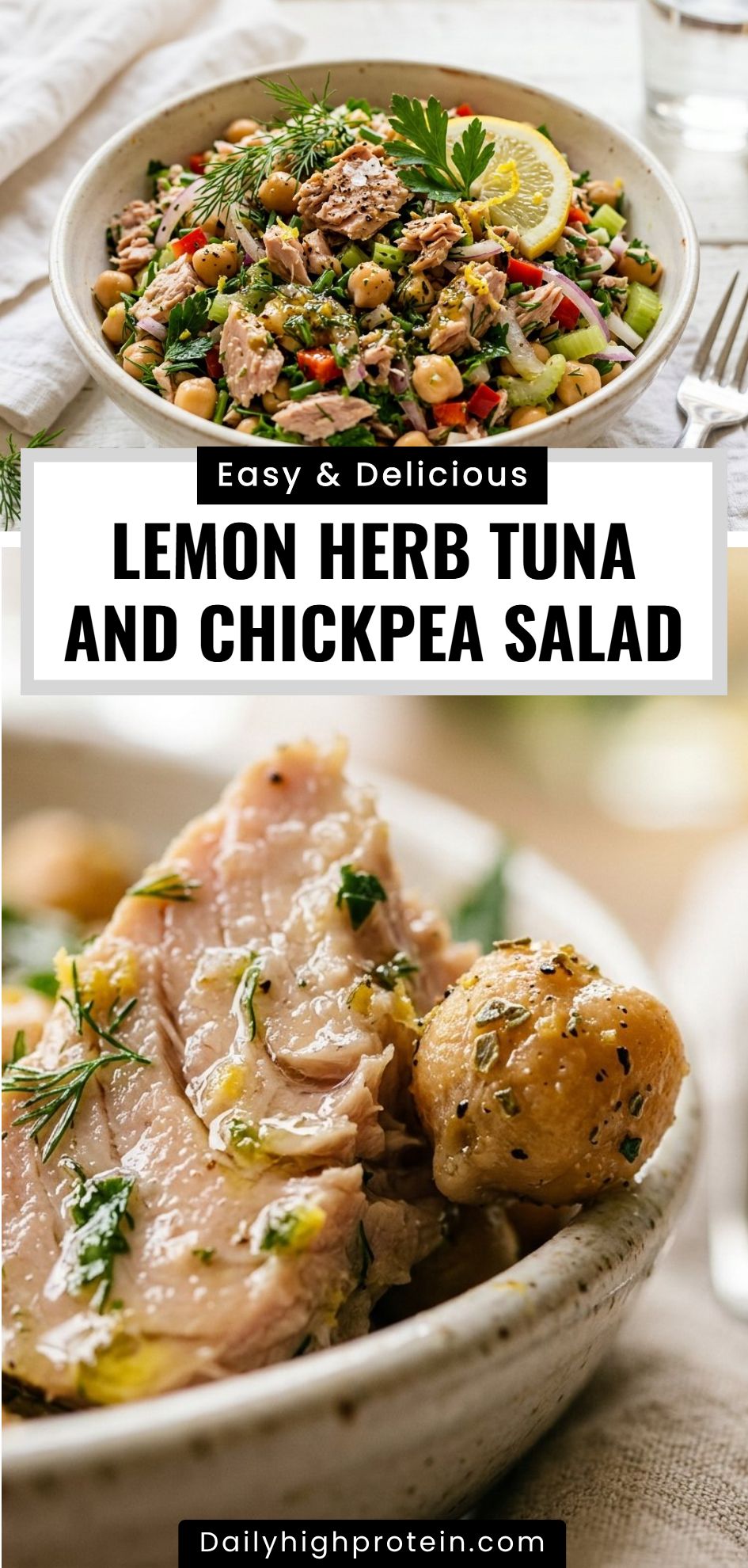 Lemon Herb Tuna Chickpea Salad
