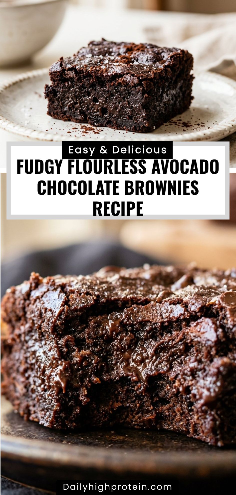 Fudgy Flourless Avocado Chocolate Brownies Recipe