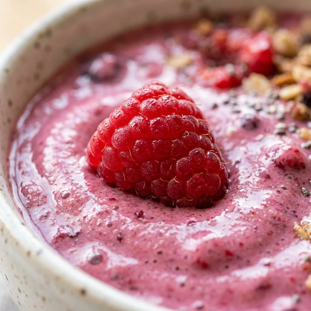 Cottage Cheese Berry Smoothie Bowl with fresh berries and granola