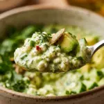 Creamy cottage cheese green goddess bowl filled with fresh ingredients and herbs.