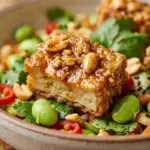 Crunchy Peanut Tofu Salad with edamame and vegetables