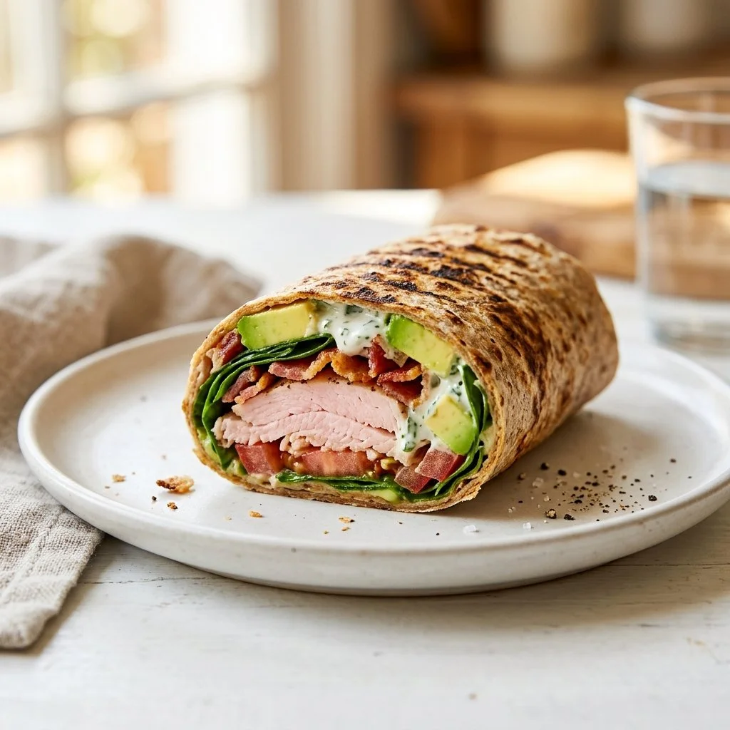 High-Protein Turkey Avocado Bacon Wrap
