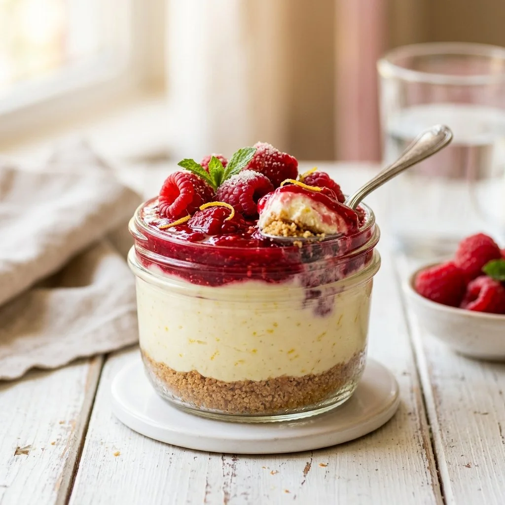 No-Bake Raspberry Lemonade Cheesecake Cups