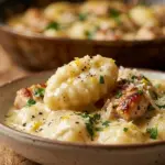 Creamy lemon parmesan chicken gnocchi in a sauté pan