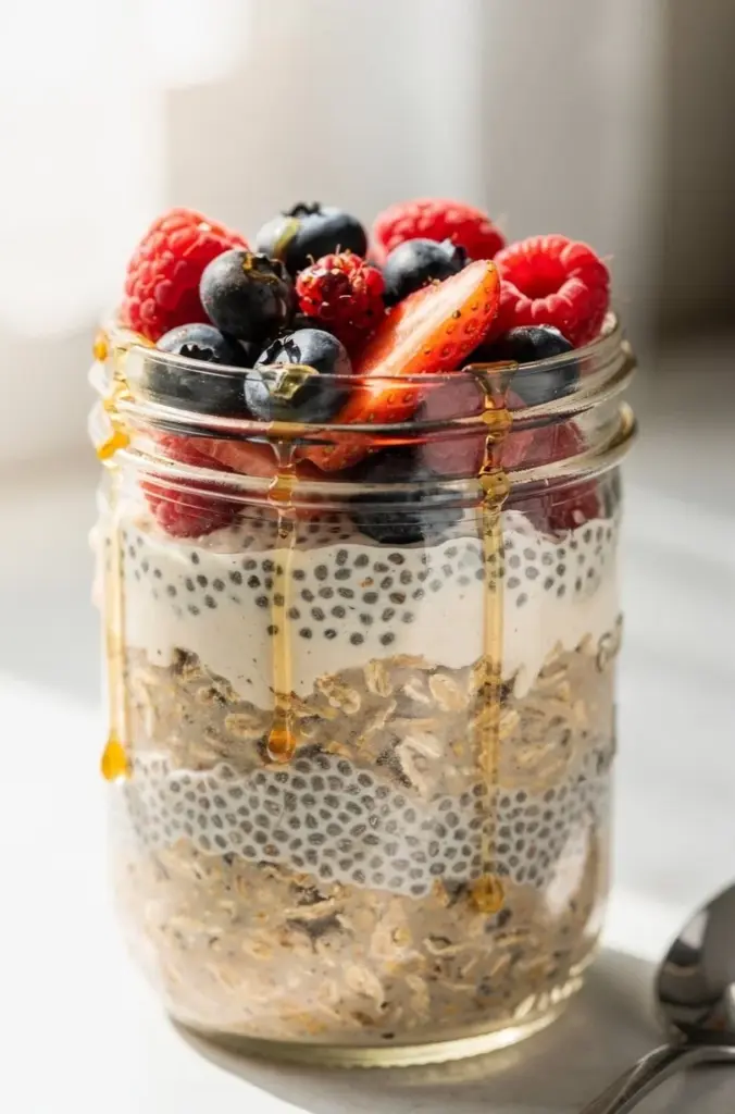 Overnight Proats with Chia and Berries