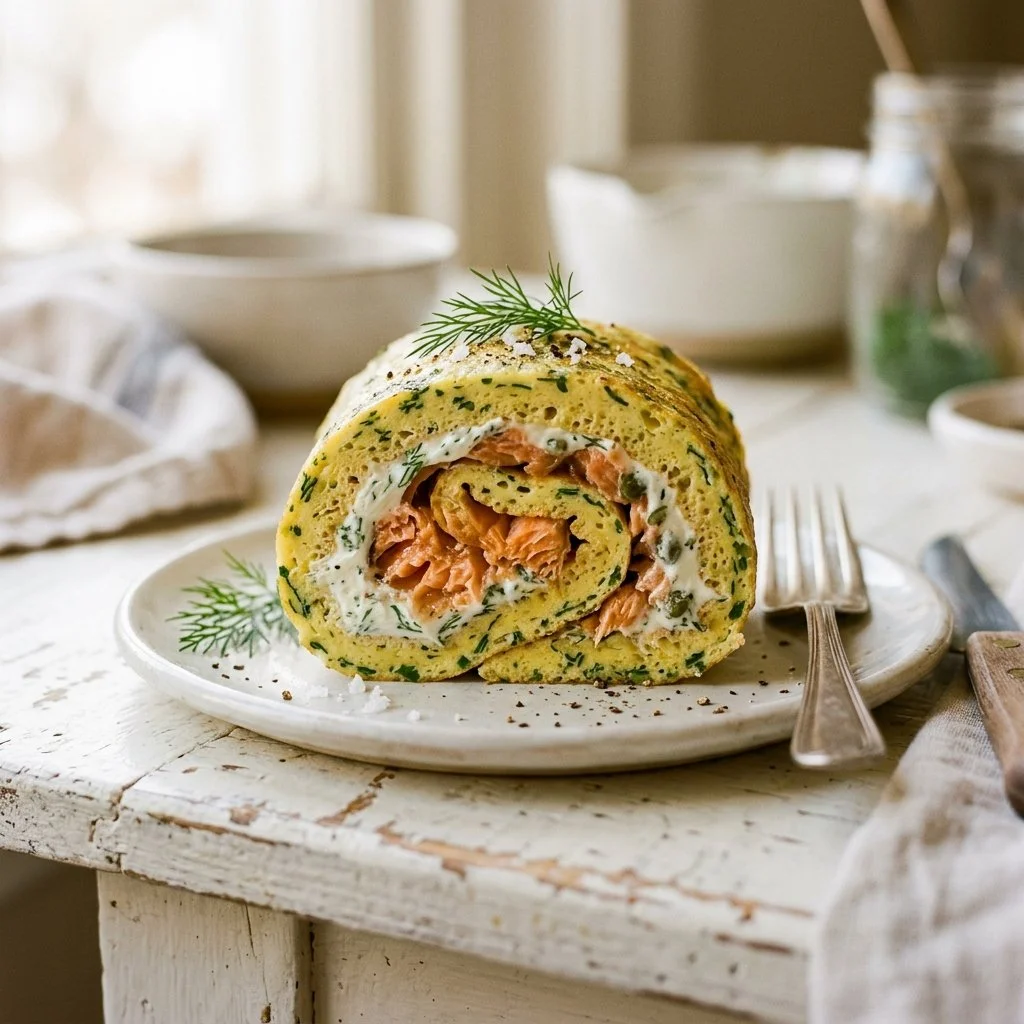 Smoked Salmon Dill Omelet Roll