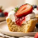 Strawberry Shortcake Cookie Cups with fresh strawberries and whipped cream