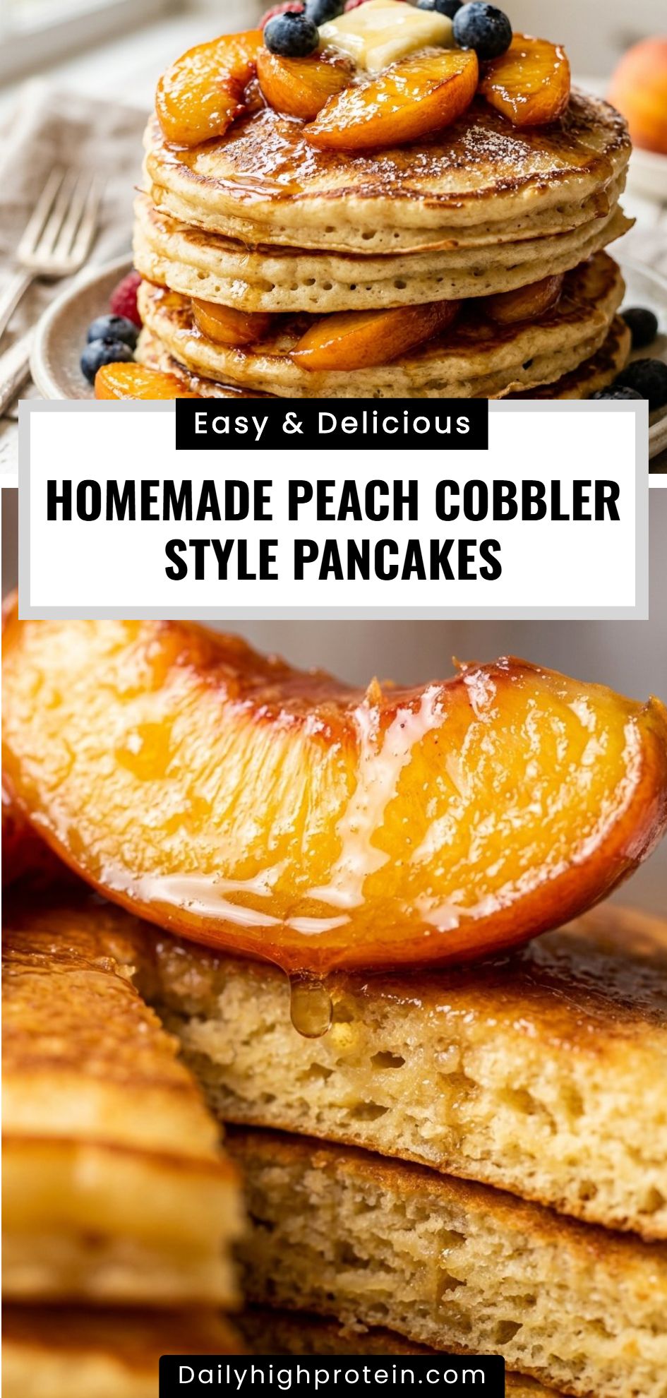 Homemade Peach Cobbler Style Pancakes