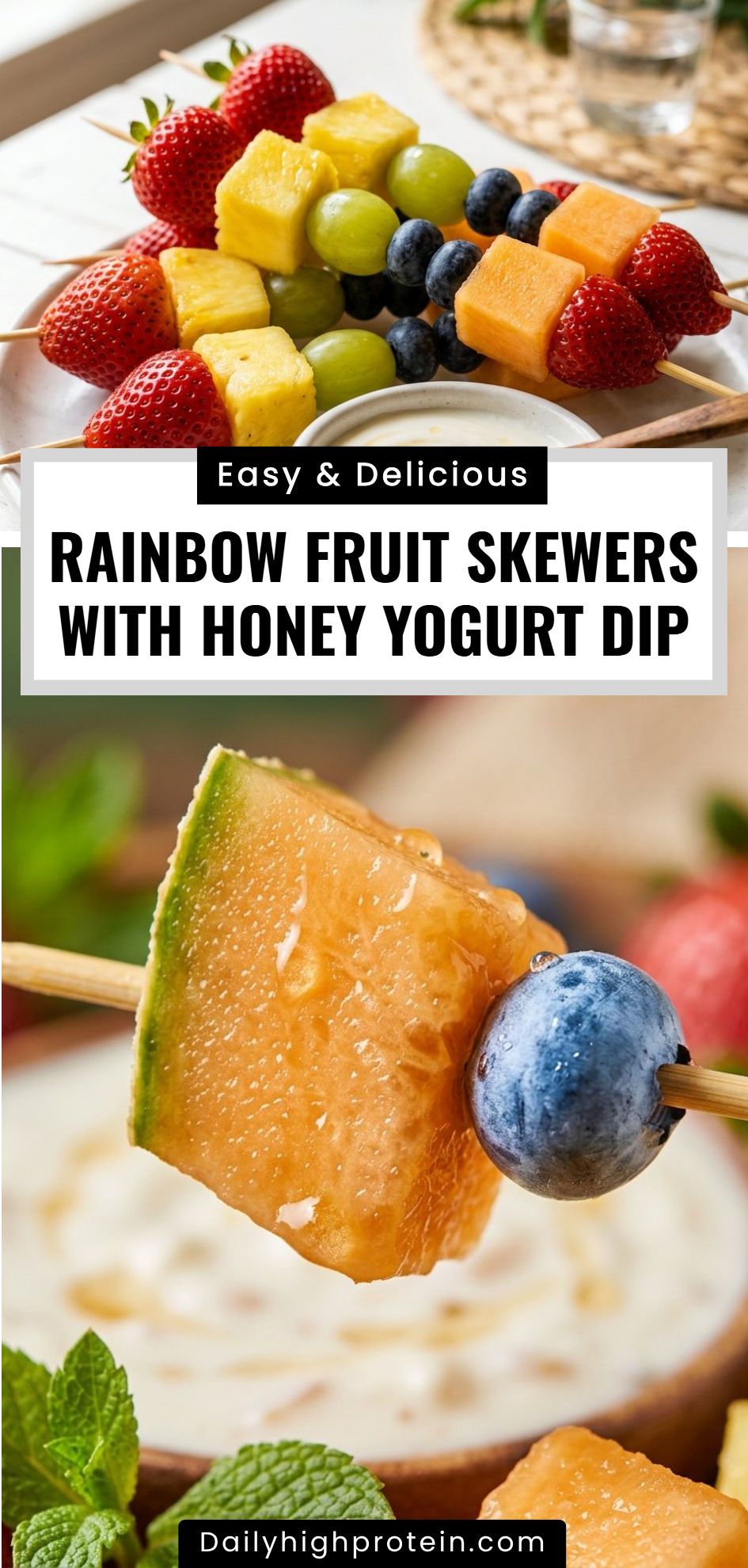Rainbow Fruit Skewers Honey Yogurt Dip