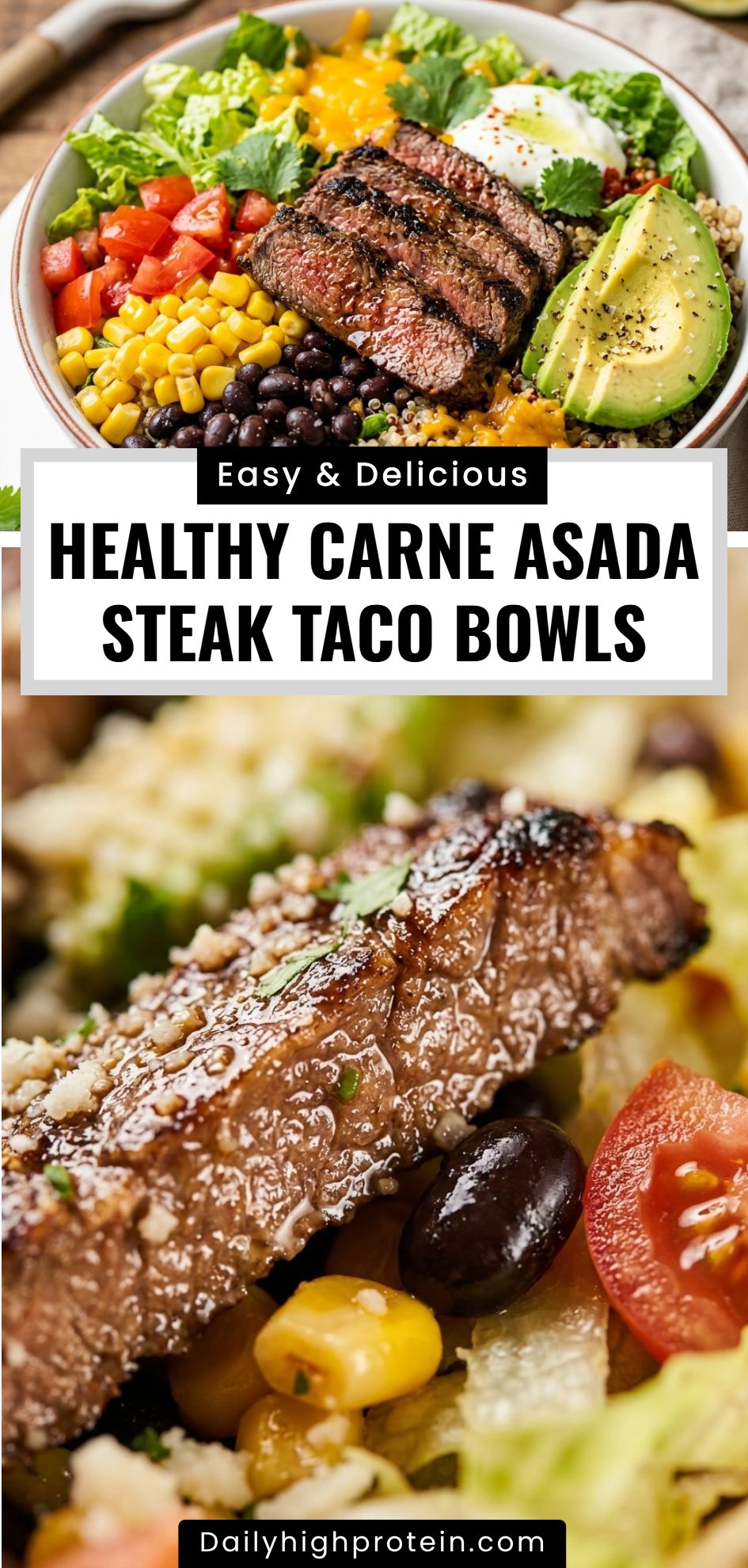 Healthy Carne Asada Steak Taco Bowls