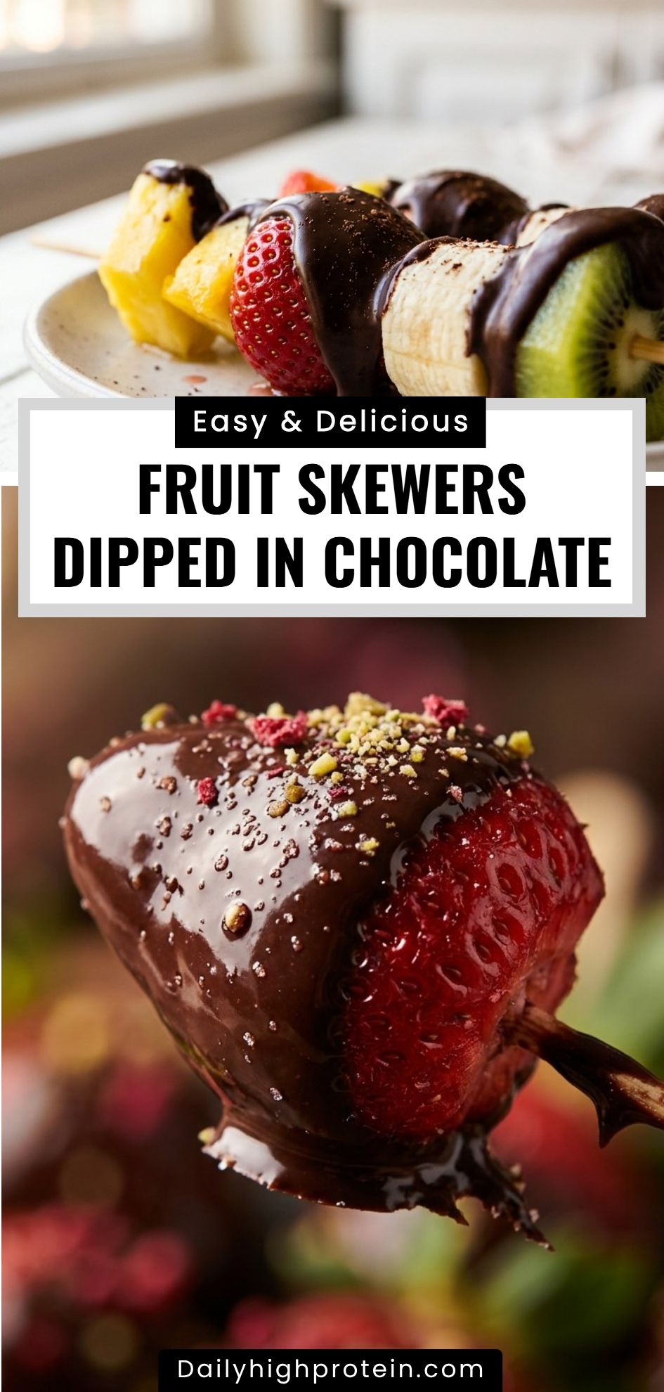 Fruit Skewers Dipped In Chocolate