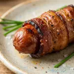 Delicious bacon-wrapped hot dogs ready to serve at a summer barbecue