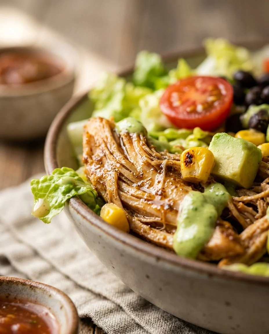 Healthy Chicken Taco Salad Bowl with vibrant toppings and fresh ingredients