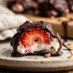 Chocolate Strawberry Yogurt Clusters served on a plate, showcasing a delicious dessert.