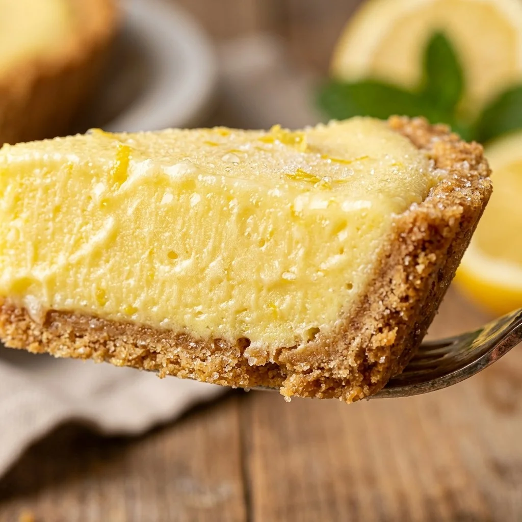 Delicious Frozen Lemonade Pie topped with whipped cream and lemon zest