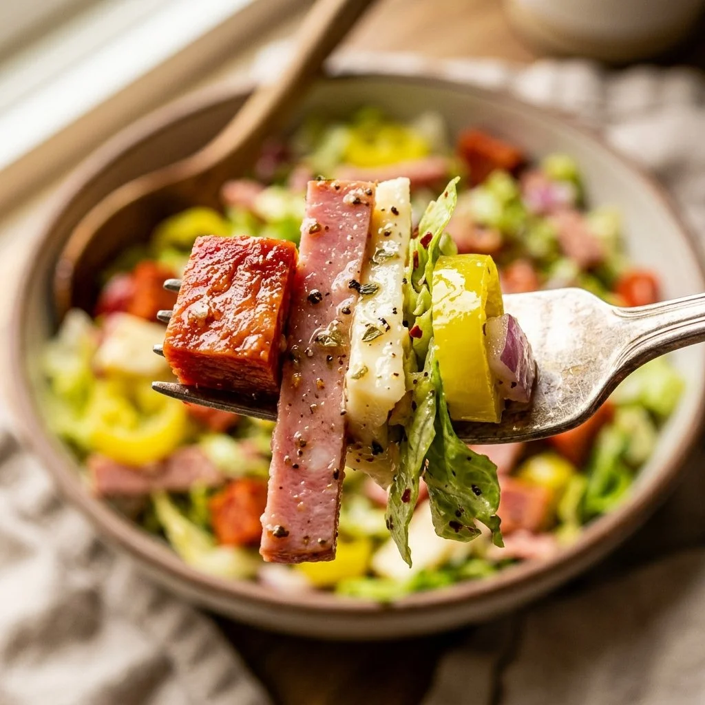 Fresh Italian Grinder Salad served in a bowl with colorful vegetables