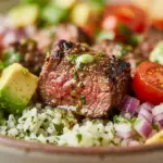Nutritious Taco Bowl with Cilantro-Lime Rice and Fresh Ingredients