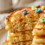 Delicious pancakes with mini cereal toppings for a fun breakfast idea