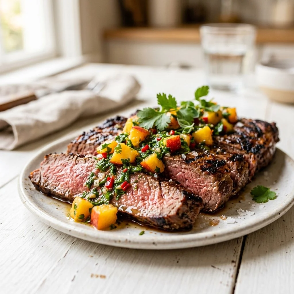 Peach Chimichurri Skirt Steak Recipe