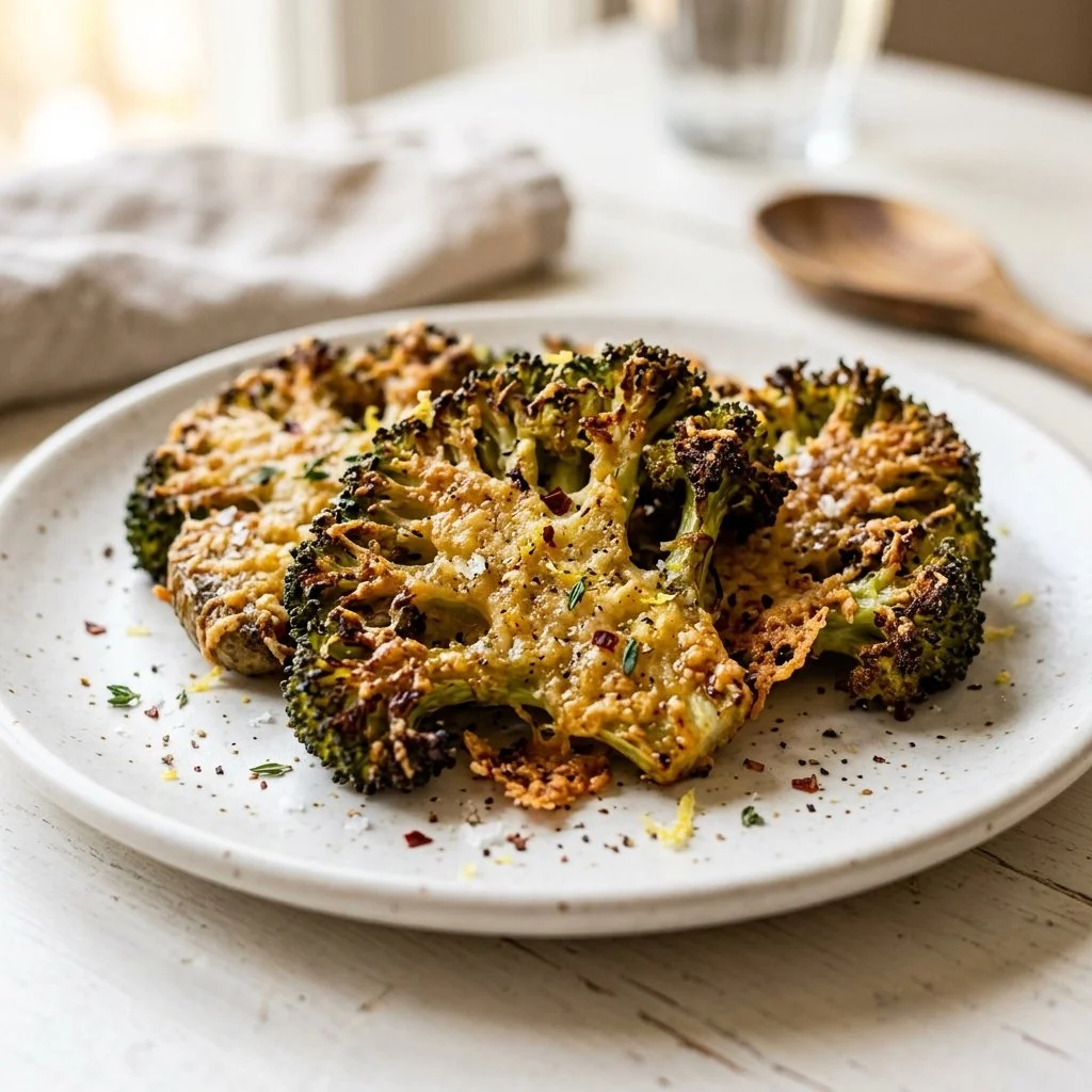 Smashed Broccoli with Parmesan Cheese