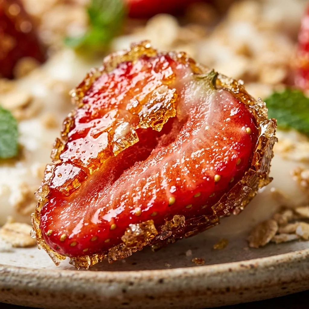 A vibrant Strawberry Crunch Salad with fresh strawberries and crunchy toppings.