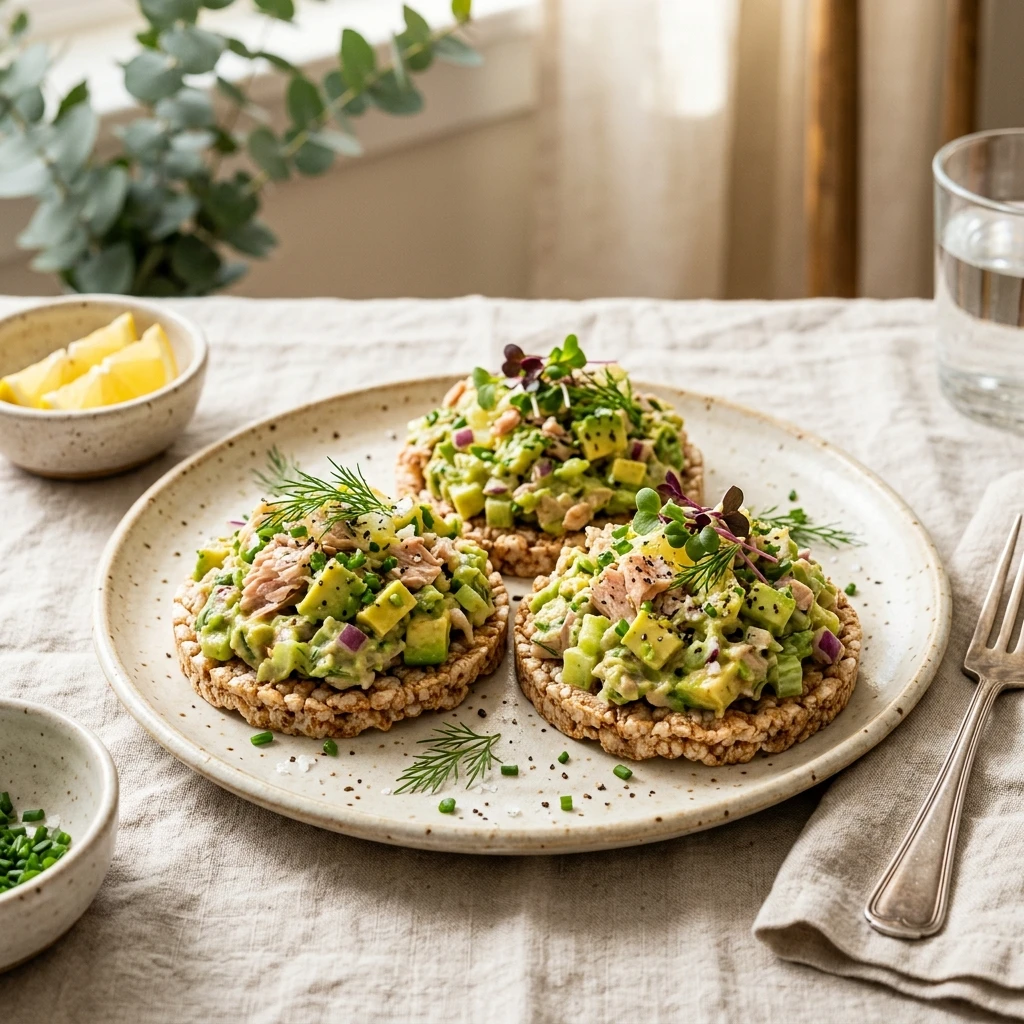 Avocado Tuna Salad Rice Cakes
