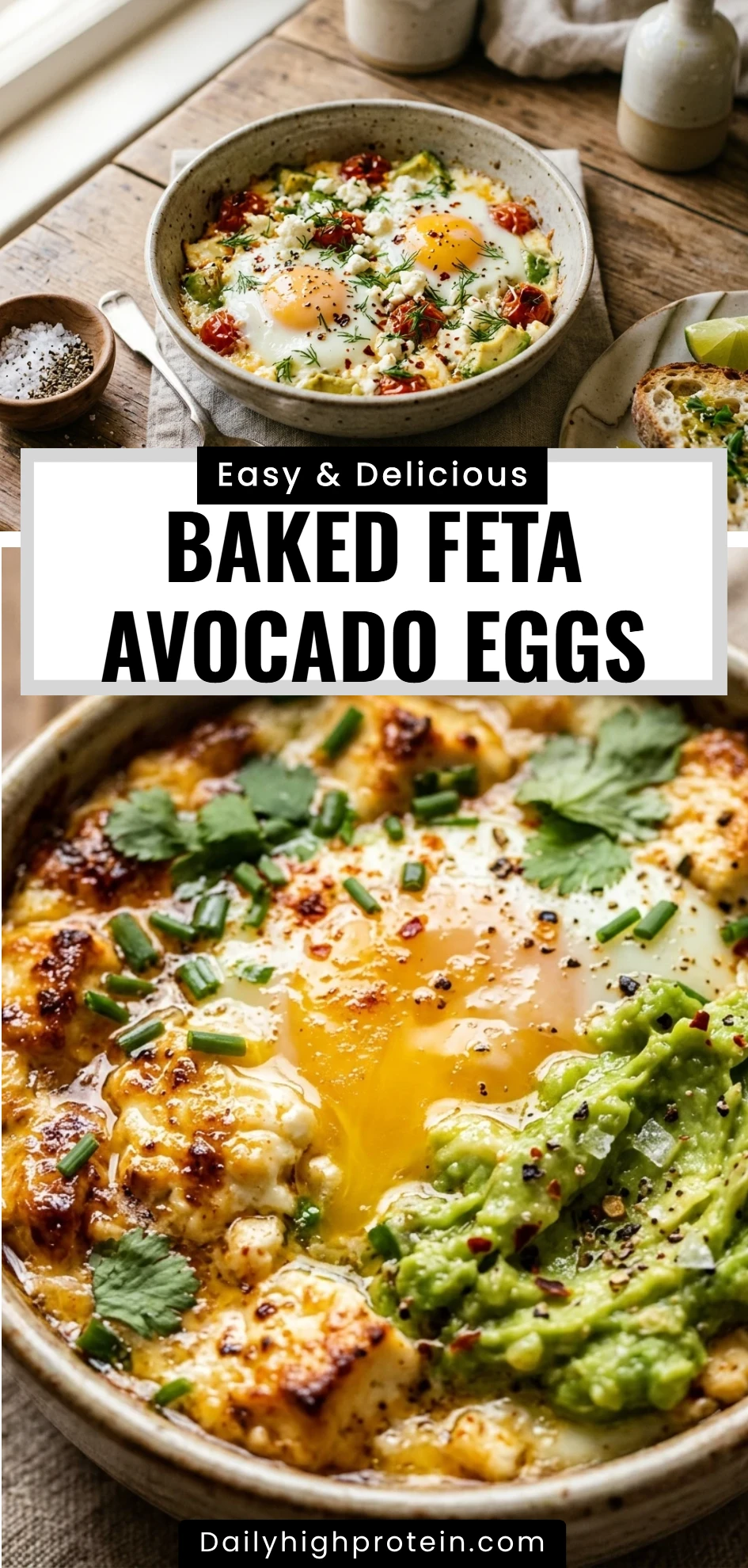 Baked Feta Avocado Eggs