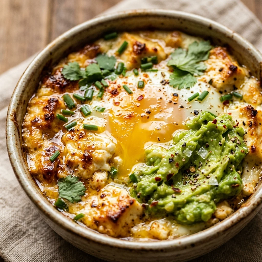 Baked Feta Avocado Eggs