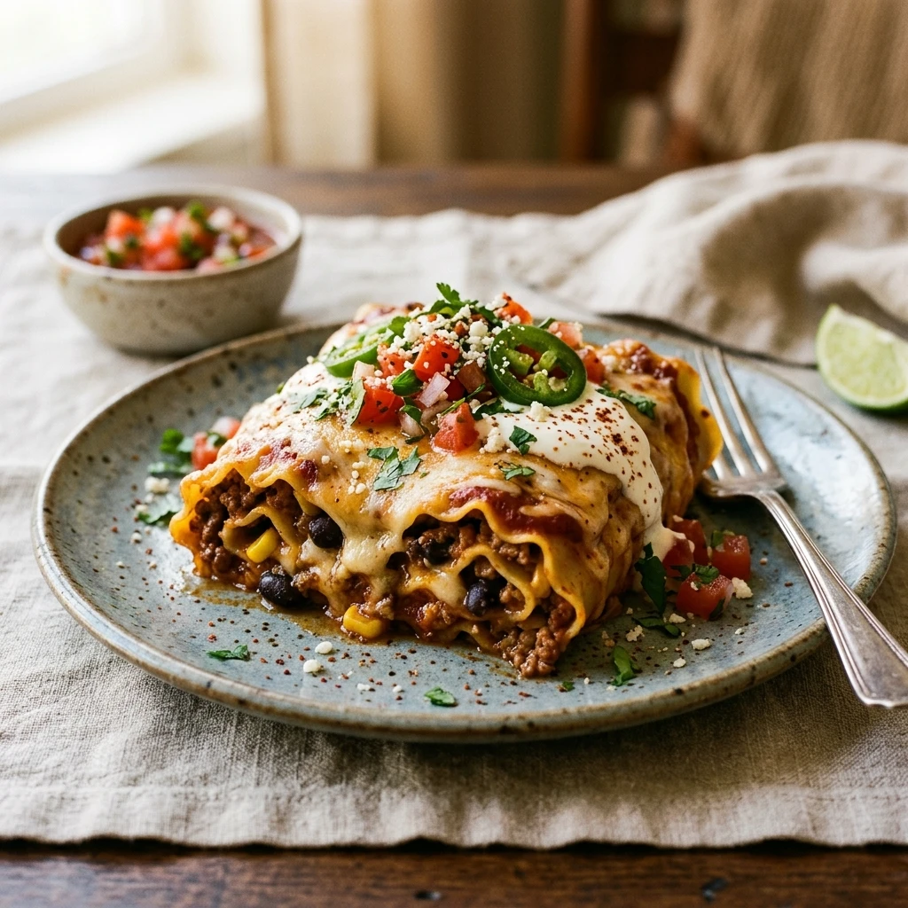Cheesy Taco Lasagna Roll Ups