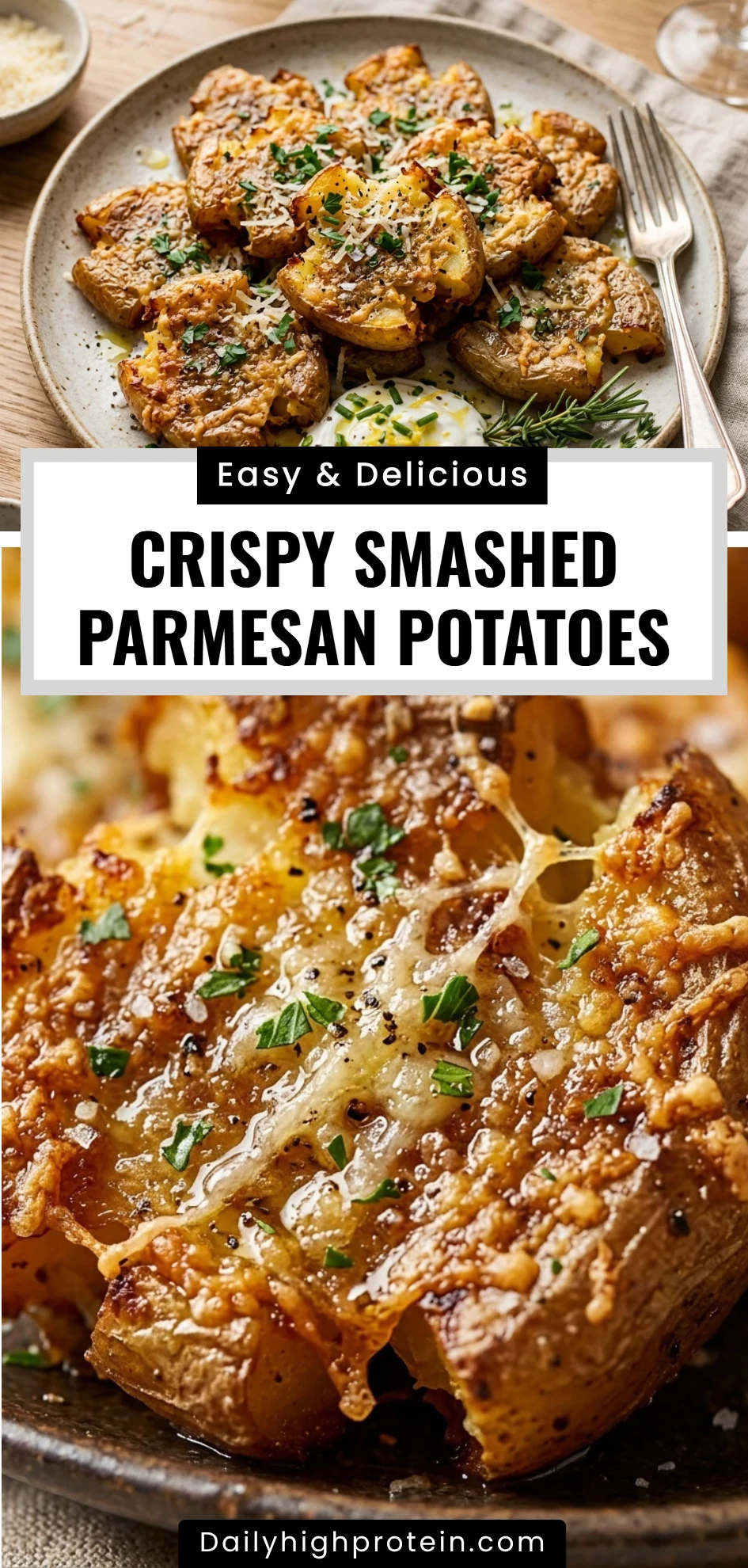 Crispy Smashed Parmesan Potatoes