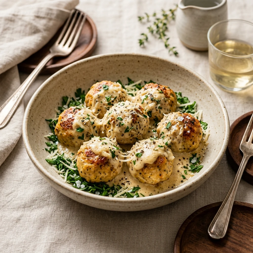 Garlic Parmesan Chicken Meatballs Dinner