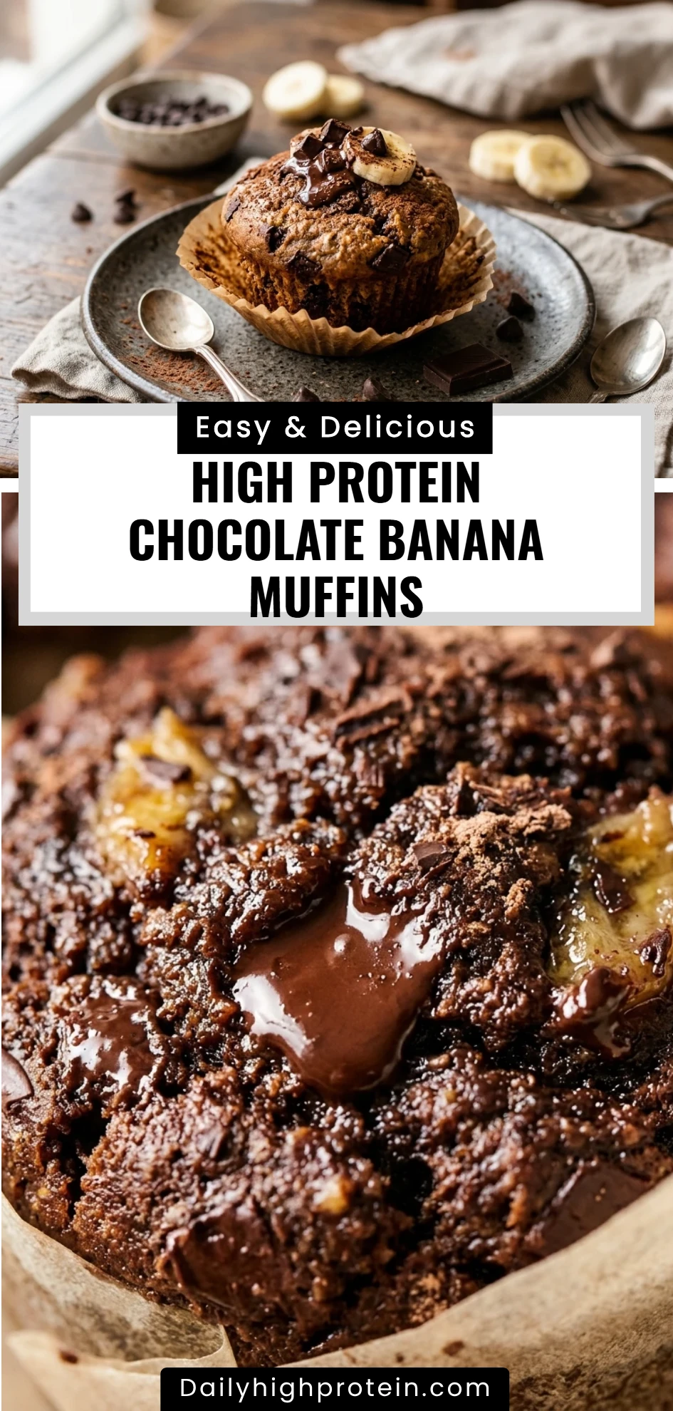 High Protein Chocolate Banana Muffins