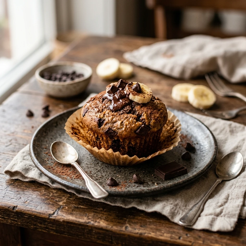High Protein Chocolate Banana Muffins