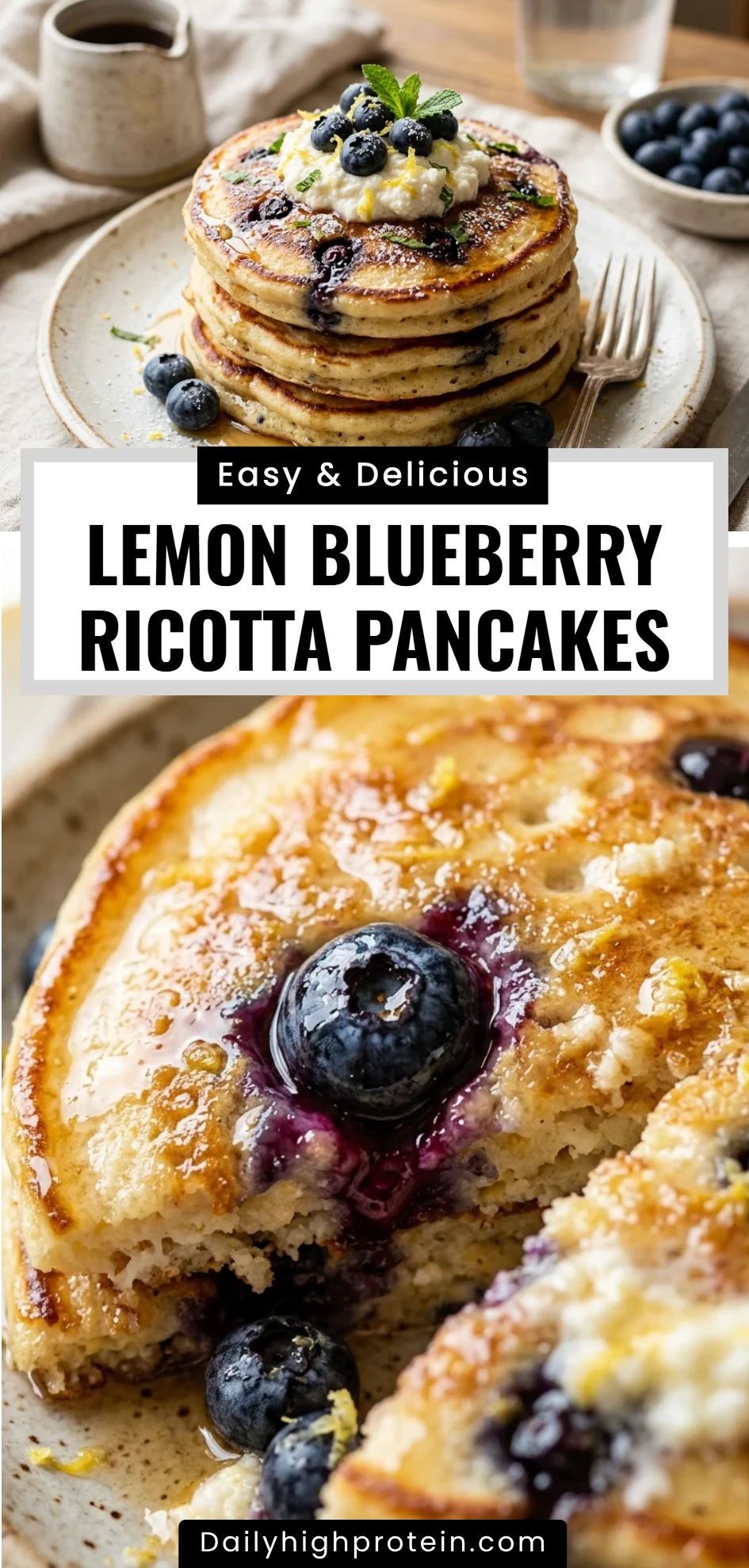 Lemon Blueberry Ricotta Pancakes