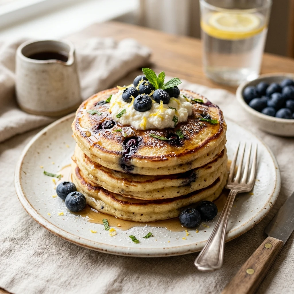 Lemon Blueberry Ricotta Pancakes